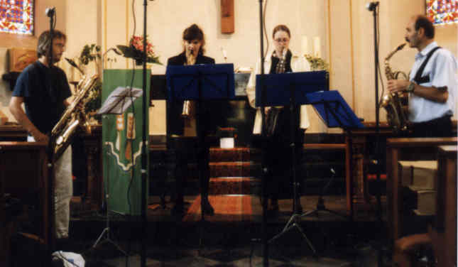 Saxophon Quartett in der Bergkapelle in Eupen, Belgien